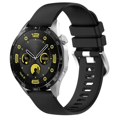 Image of RanTuo Strap Compatible with Huawei Watch GT 5 46mm, Soft TPU, Lightweight, Adjustable Strap, 46mm.(Black)