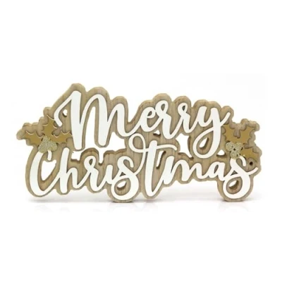 Image of Carousel Home Large Merry Christmas Word Block Freestanding Wooden Sign Standing Letters Ornament 30cm