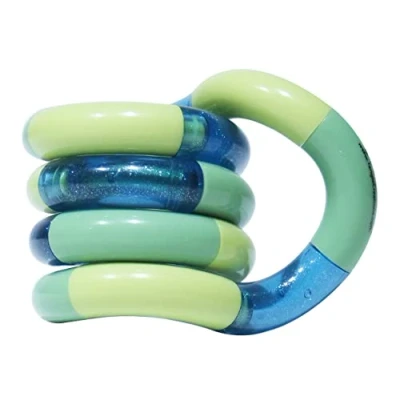 Image of Tangle 85710 Fidget Toy Junior Classic Series, Anti Stress Finger Toy, Promotes Fine Motor Skills, Can Be Turned and Combined, Skills for Children from 3 Years, Forrest Dark Green &amp; Light