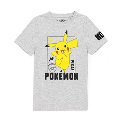 Image of Pokemon T Shirt for Boys Kids Girls Pikachu Grey Character Top r Clothing Merchandise 7 8 Years