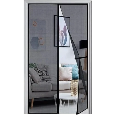 Image of Panngu Magnetic Fly Screen Door 95 x 210 Black, Bugs Out with Doors Curtain, Heavy Duty Screens Nets Keeping Flies Bug