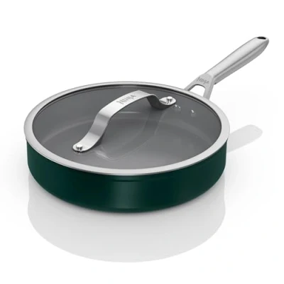 Image of Ninja ZEROSTICK Ceramic Pro 26 cm Sauté Pan with Glass Lid, Scratch Resistant, Made PTFE Free, All Hob Compatible, Green, CW30126UKGN