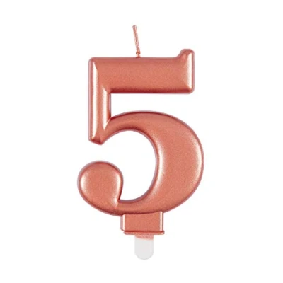Image of Elegant Metallic Rose Gold Number 5 Birthday Candle Perfect for Parties, Anniversaries &amp; More 1 Pc