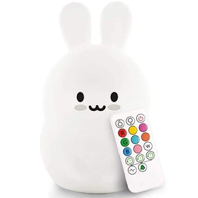 Image of Tekemai Night Light, Big Size Light for Kids, Bedside Lamp, Multicolor with Remote Control, Break Resistant, Eye Caring, Adjustable Brightness &amp; Color, Timing Function Large Rabbit