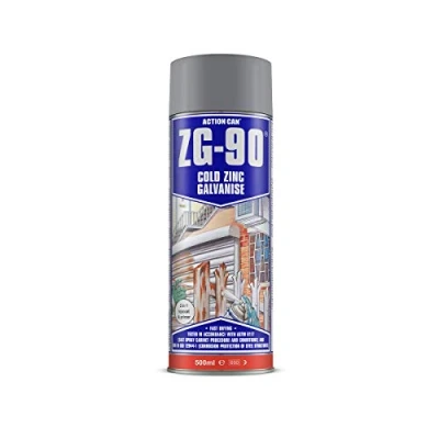 Image of (PACK OF 5) 500ml Action Can ZG 90 Cold Zinc Galvanising Spray Paint (Silver galv colour)