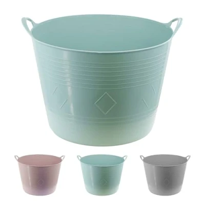 Image of GEEZY 40L Large Flexi Tub with Handles Heavy Duty, Weather Resistant Rubber Bucket Multi Purpose for Laundry, Toy Storage, Garden Trug, Plastering, Cement Mixing, Car Washing Indoor/Outdoor Use