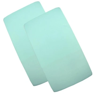 Image of BabyPrem Baby Pack of 2 Fitted Cotton Travel Cot Sheets 95 x 65cm Aqua