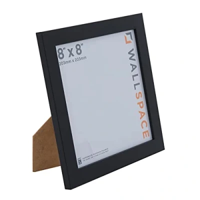 Image of Wall Space 8x8 Black Frame Picture REAL Solid Wood Frames 8 x inch Wooden Square Photo with GLASS 20x20cm