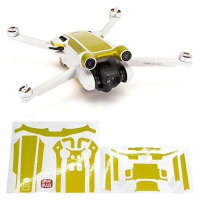 Image of WRAPGRADE Skin Stickers compatible with DJI Mini 3 Pro Accent Color (LIMONCINO YELLOW)