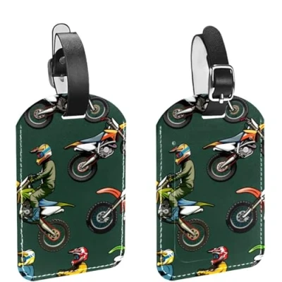 Image of Motorcycles Travel Luggage Tags, 2PCS Baggage Labels, Suitcase ID Handbag Tag Suitcases Tags