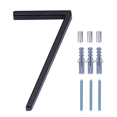 Image of LUTER 5&quot; Numery Adresu Domu Srebrne Uliczne Pływające Domów Skrzynek Pocztowych Drzwi Dla Numeru (7, Black)
