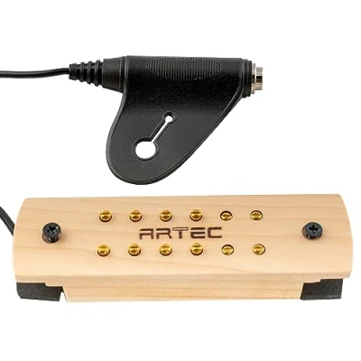 Image of Artec WSH12 OSJ Alnico 5 Magnet Humbucker Maple Wood Cover Soundhole Pickup 9.6K with Jack for Acoustic Guitar
