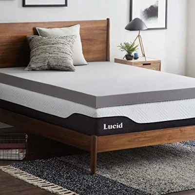 Image of LUCID 10 cm Bamboo Charcoal Memory Foam Mattress Topper Activated Breathable Topper, Single Bed (90 x 190 cm)