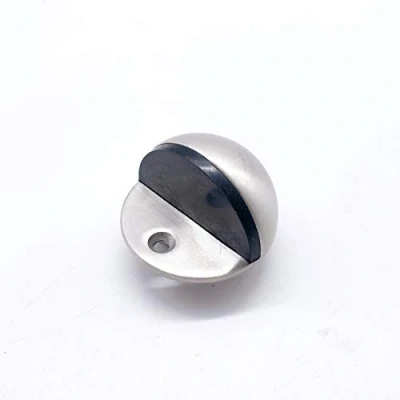 Image of Door Stop Floor Mounted Oval Half Moon Pattern Satin Stainless Steel 45mm (1)