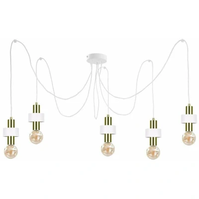 Image of Unica Cluster Pendant Ceiling Light White, Gold, 5x E27