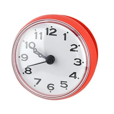 Image of Yosoo Waterproof Shower Clock with Suction Cup Round Face Arabic Digital Dial Bath Bathroom Kitchen Accessories (Red)