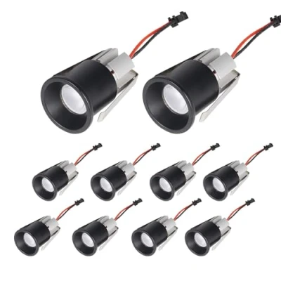 Image of JOYINLED Pack of 10 3W Mini Led Recessed Ceiling Spot Light Black Kit for Cree 3000K + Driver Open Hole 28mm