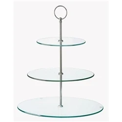Image of Glass Three Tiered Afternoon Tea Cake Stand