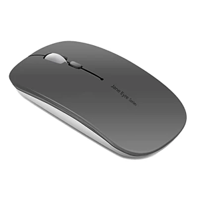 Image of Uiosmuph Q5 Wireless Mouse, 2.4GHz Slim Portable Mouse for Laptop, Rechargeable Ergonomic Computer with USB Receiver Mac PC Notebook Macbook Chromebook, Grey
