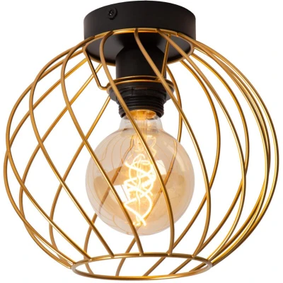 Image of Lucide Danza ceiling light, cage lampshade, Ø 25 cm, gold