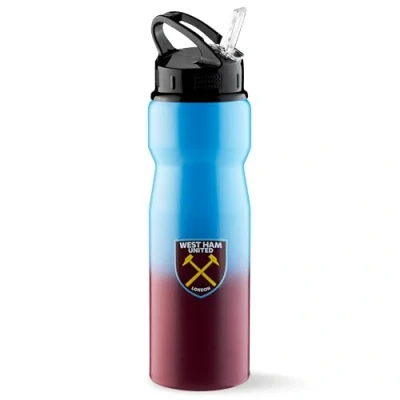 Image of West Ham United F.C. Water Bottle with Straw Metal Football Sports Work Gym Gifts for Men