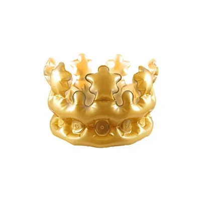 Image of HENBRANDT Inflatable Adult Gold King Queen Crown Fancy Dress Accessory Stag Hen Costume Party