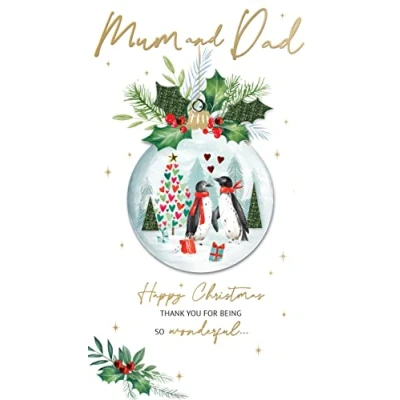 Image of Mum &amp; Dad Thank You Embellished Christmas Card Hand Finished Champagne Cards XCDC390