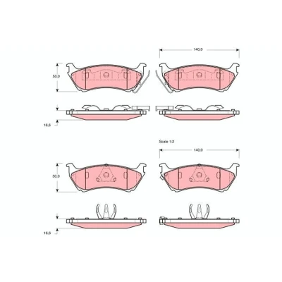 Image of 1634200120, 1634200420, A1634200120, A1634200420 Brake pad set TRW GDB1379 with acoustic wear warning MERCEDES BENZ: ML Class