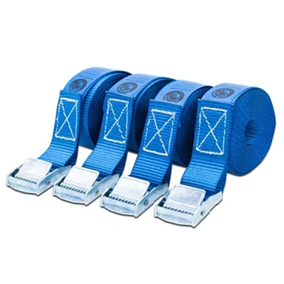 Image of Tie Down Straps (Car Roof Rack or Cargo Lashing Ratchet Strap alternative) Cam Buckle (4m 4 pack, 250kg Break Strength)