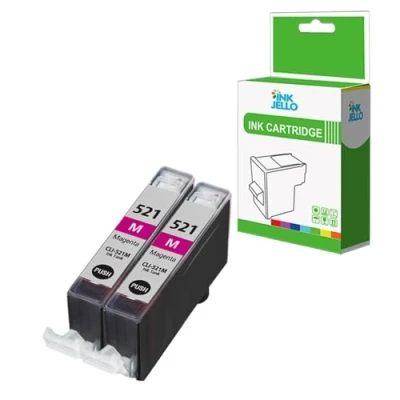Image of InkJello Ink Cartridge For Printer, Compatible With Canon Pixma iP3600 iP4600 iP4700 MP540 MP550 MP560 MP620 MP630 MP640 MP980 MP990 MX860 MX870 CLI 521 (Magenta, 2 Pack)