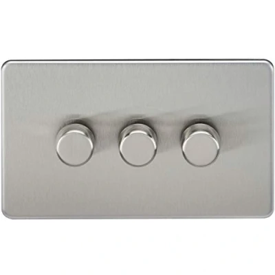 Image of KnightsBridge 3G 2 way 10 200W (5 150W LED) Intelligent Screwless Dimmer Brushed Chrome