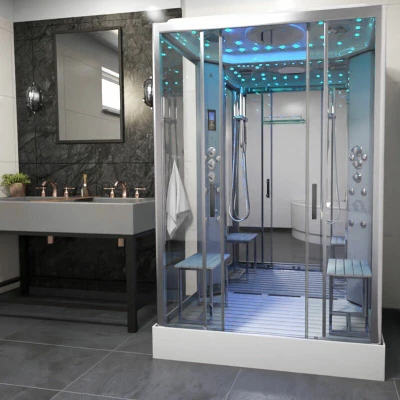 Image of Insignia Platinum 2 Person Steam Shower Cabin 1400 x 900mm Chrome Frame