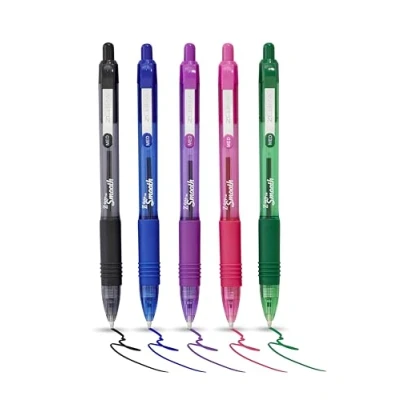 Image of ZEBRA Pen Z Grip Smooth Multi Coloured &amp; Black Ballpoint Pens, Comfortable Retractable Pens With Pocket Clip, Multipack Biro Medium Point, 5 pack