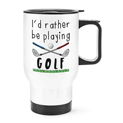 Image of I&#039;d Rather Be Playing Golf Travel Mug Cup with Handle