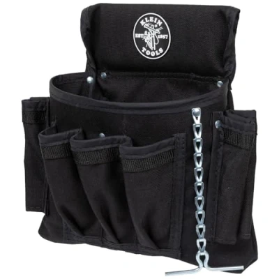 Image of Klein Tools 5719 Tool Pouch, PowerLine Series Utility Pouch Fits Belts up to 2.5 Inch, Strong Rivet Reinforced Stitching, 18 Pocket
