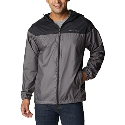 Image of Columbia Men&#039;s Flash Challenger Novelty Windbreaker Lightweight Jacket, City Grey x Black, Size S