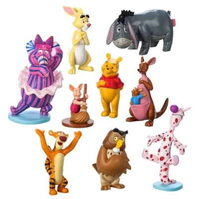 Image of Disney Store Official Winnie the Pooh Deluxe Figurine Playset, 9 Pc., Kids Toy Figures Set Includes Honey Loving Bear, Tigger, Piglet, Eeyore and More Suitable for Ages 3+