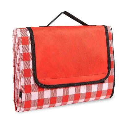 Image of ASAB Large Picnic Blanket Waterproof Backing 200 x 140cm Washable and Slip Resistant Beach Convenient Handle Quick Dry Mat Fold Up for Outdoor Camping Travel Parks (Red)