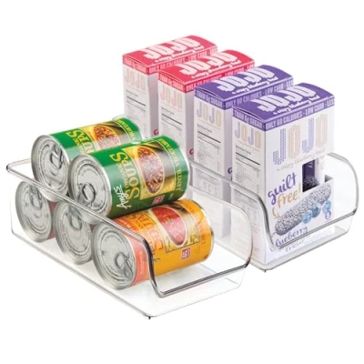 Image of iDesign Linus Storage Boxes, Medium Sized Kitchen Tray, Made of Shatter Proof Plastic, Set 2 Containers, Clear