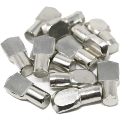 Image of fiXte Plug in Shelf Support Pins Steel Spoon Shaped Pegs 7mm Shelving Cabinet Furniture Nickel Plated Finish (Pack of 24)