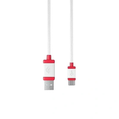 Image of CHERRY USB CABLE 1.5, Braided C to A Cable, For Charging &amp; Data Transmission, Keyboards, Mice, Smartphones, Tablets and more, 1.5 m Length, White