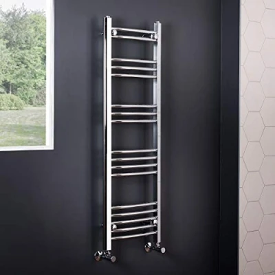 Image of NRG Curved Bathroom Heated Towel Rail Radiator Rad Central Heating Ladder Warmer 1200 x 400mm Chrome