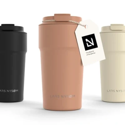 Image of LARS NYSØM Thermo Coffee Mug to Go 17oz Travel 0.5 Liter with Insulation Leak Proof Stainless Steel Thermal Tumbler for and Tea on The (Blush Rose, 500ml)