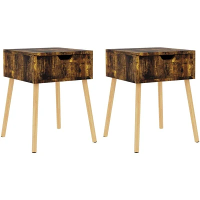 Image of vidaXL Bedside Cabinets 2 pcs Smoked Oak 40x40x56 cm Engineered Wood