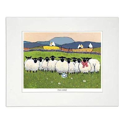 Image of &#039;Ewe nited&#039; Mounted Print by Thomas Joseph Sheep Art