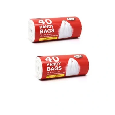 Image of Tidyz 2 Packs Of 40 Handy Bags Carrier Fits 15L Pedal Bin Extra Strong Tie Handle 80 In Total