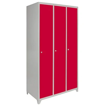 Image of Monster Shop Storage Lockers Metal Lockable 3 Door Unit School Changing Room Staff Work Office Steel Red Grey Strong Furniture Cupboard Cabinet