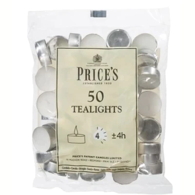 Image of Prices White Tealights Pack of 50