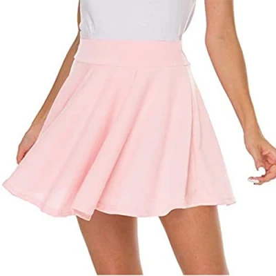 Image of DRESHOW Basic Solid Stretchy Flared Casual Mini Skater Skirt for Women Girls