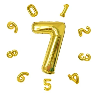 Image of 40&quot; Number Balloons,Helium 7 Balloons Birthday,Self Inflating Balloons,Foil Balloon for Birthday Party,New Year Decoration,Anniversary Decoration,Company Celebration (Gold #7)